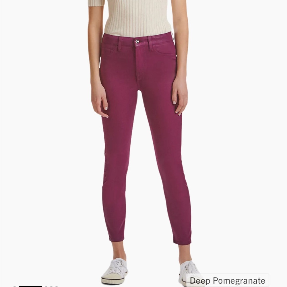 Jen 7 deep pomegranate skinny jean pants coated tummy control NWT